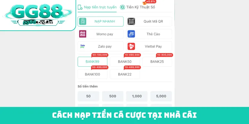 Cách nạp tiền cá cược tại nhà cái