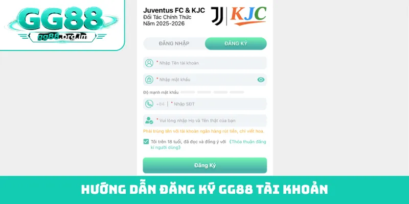 Hướng dẫn đăng ký GG88 tài khoản